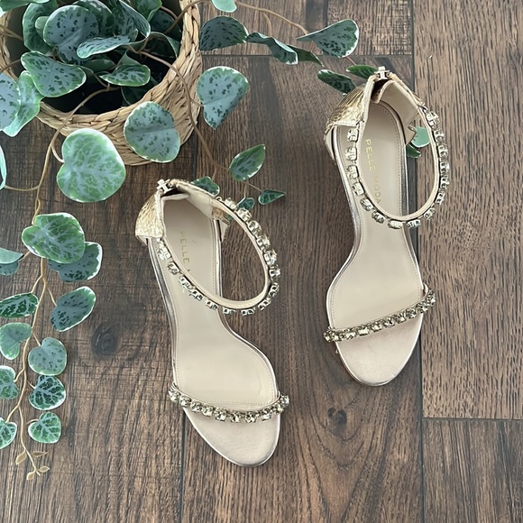 Pelle Moda Frisk Embellished Heels in Gold Snakeskin Leather - Picture 2 of 9